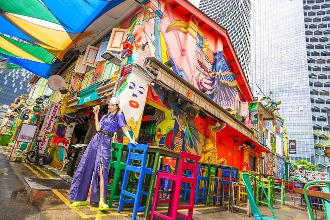 싱가포르 무슬림 사원 술탄 모스크 인근 골목길 '하지레인(Haji Lane•성지순례길)'의 모습. /싱가포르관광청