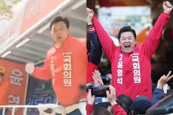 경남 양산갑에 출마해 4선에 도전하는 윤영석 국민의힘 후보가 문재인 전 대통령에 대해 유세 중 “죽여야 돼”라고 막말을 해 논란이다.  유튜브 캡처·연합뉴스