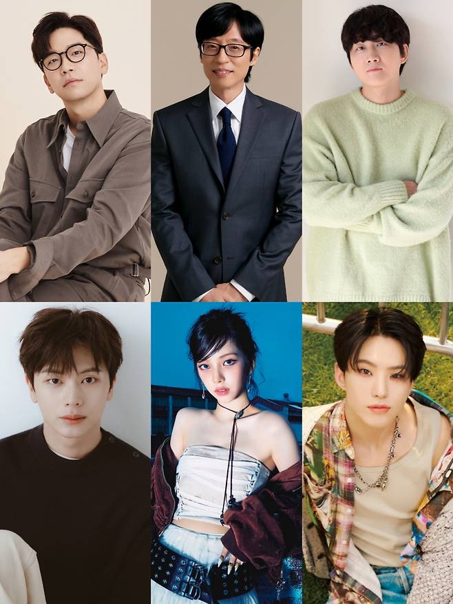 ▲ 이적, 유재석, 이용진, 호시, 카리나, 육성재(왼쪽 위부터 시계방향). 제공| KBS2 '싱크로유'