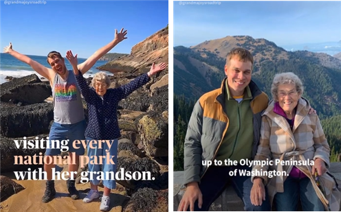 조이 할머니와 손자 브래드. grandmajoysroadtrip 인스타그램