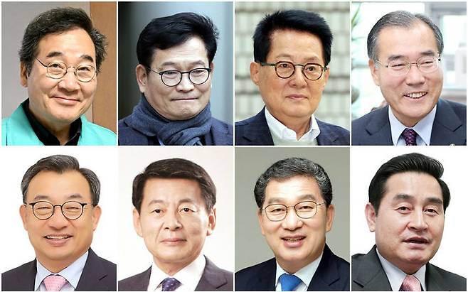 광주·전남 3선 이상 도전 후보들. 윗줄 왼쪽부터 이낙연, 송영길, 박지원, 이개호 후보, 아랫줄 왼쪽부터 이정현, 서삼석, 신정훈, 이윤석 후보. (사진=뉴시스DB) *재판매 및 DB 금지