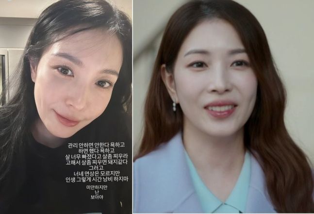 가수 보아가 29일 밤 인스타 스토리에 남긴 글(사진 왼쪽). tvN '내 남편과 결혼해줘' 출연한 보아(사진 오른쪽).