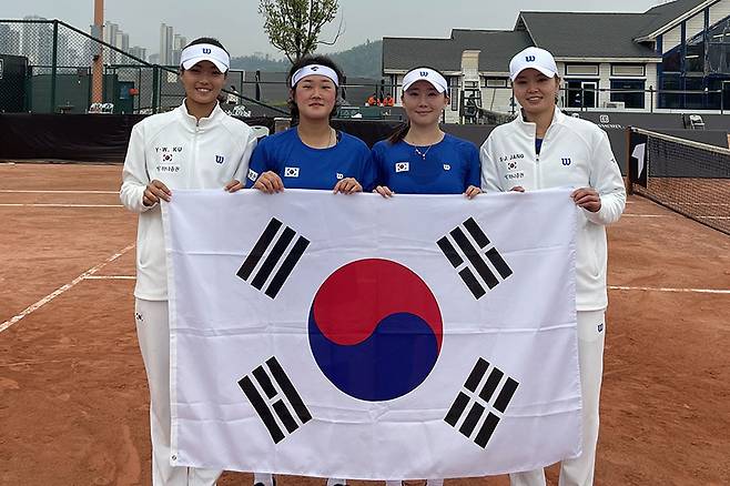 (왼쪽부터) 구연우, 김다빈, 박소현, 장수정 (사진제공 = 대한테니스협회)