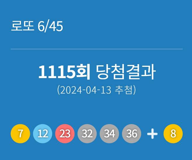 1115회 로또 당첨번호조회 동행복권