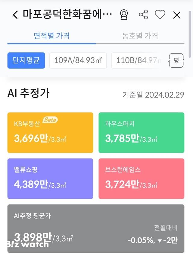 KB부동산 AI시세/자료=KB부동산 앱 캡쳐