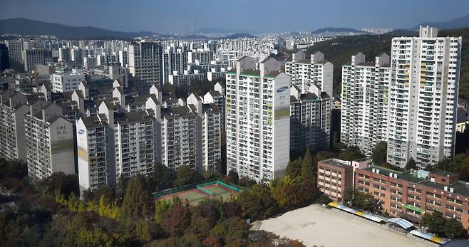 노후계획도시 특별법 적용 대상인 경기도 성남시 분당신도시 내 시범삼성한신 아파트 등이 보이고 있다. 사진=한국경제신문