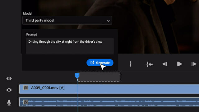 프리미어 프로 서드 파티 생성형 AI 모델을 적용한 '텍스트를 영상으로'