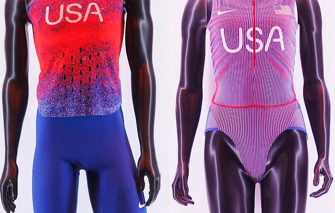 지난 11일 나이키가 제작해 공개한 2024 파리올림픽 출전 미국 선수 유니폼. 오른쪽이 여성 선수들 경기복이다.  citiusmag 인스타그램