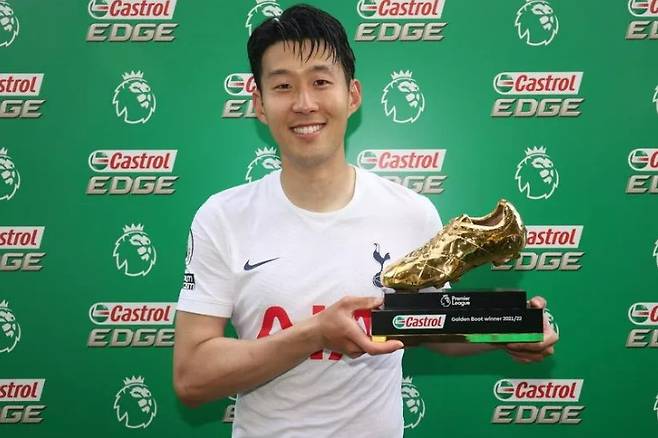 ▲ 2021-22시즌 프리미어리그 득점왕을 차지했던 손흥민 ⓒ풋볼 런던
