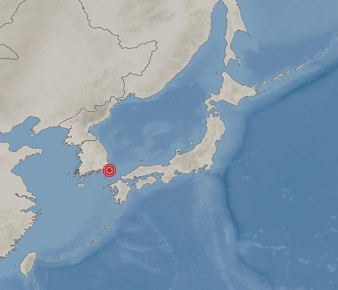 일본 나가사키현 대마도 북북동쪽 해역에서 발생한 지진 기상도. 기상청 날씨누리 화면 캡처