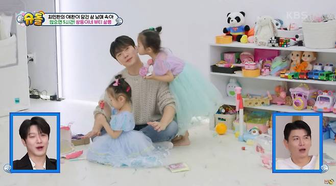 KBS2 <슈퍼맨이 돌아왔다>에는 이혼 후 ‘싱글대디’가 된 FT아일랜드 출신 최민환이 아이들과 함께 출연한다. 방송 화면 캡처