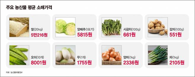 4월18일 기준 주요 농산물 평균 소매가격. /그래픽=강지호 기자