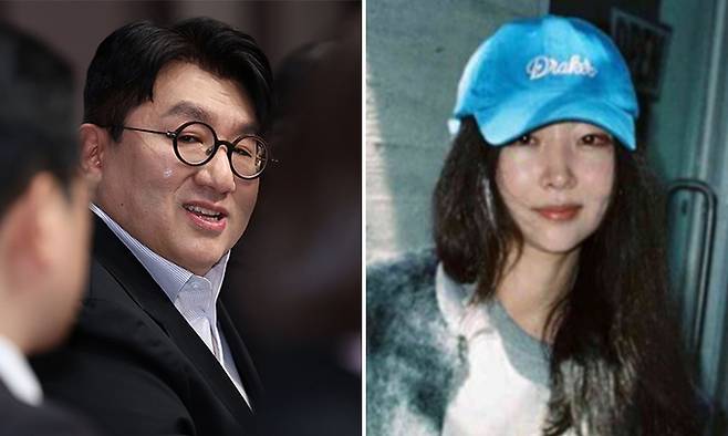 방시혁 하이브 의장(왼쪽), 민희진 어도어 대표.&nbsp;연합뉴스·어도어 제공