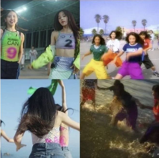 왼쪽이 뉴진스, 오른쪽이 일본그룹 '스피드'