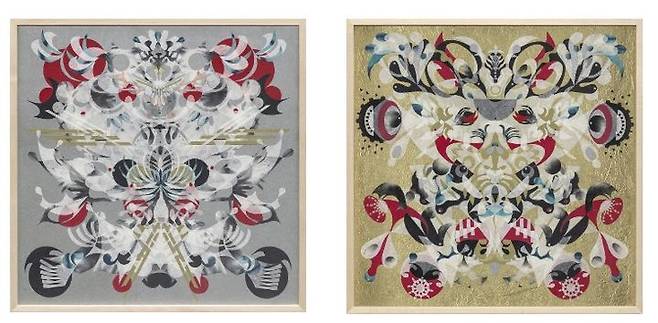 양혜규 〈봄 풍등 칠성무당 야상곡 – 황홀망恍惚網 #229〉 2024  Hanji on alu-dibond, framed62 x 62 cm. (오른쪽) 양혜규 〈봄 항해 호랑거미 여명악 – 황홀망恍惚網 #216〉 2023 Hanji on alu-dibond, framed 62 x 62 cm Courtesy of the artist and Kukje Gallery 사진: 안천호 이미지 제공: 국제갤러리 *재판매 및 DB 금지