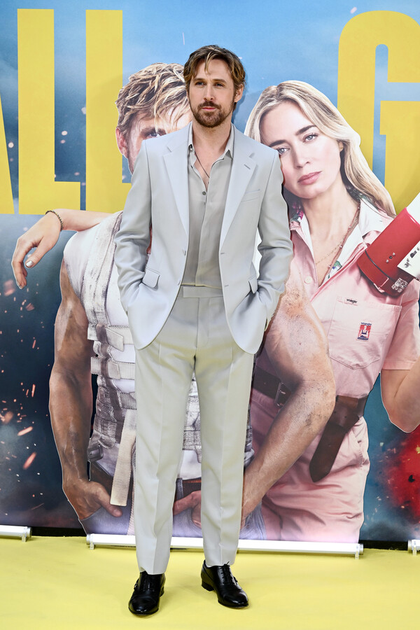 사진제공: 게티 이미지 영화 스턴트맨 개봉을 앞두고 영국에서 열린 특별 상영회에서 구찌 커스텀 수트를 착용한 라이언 고슬링