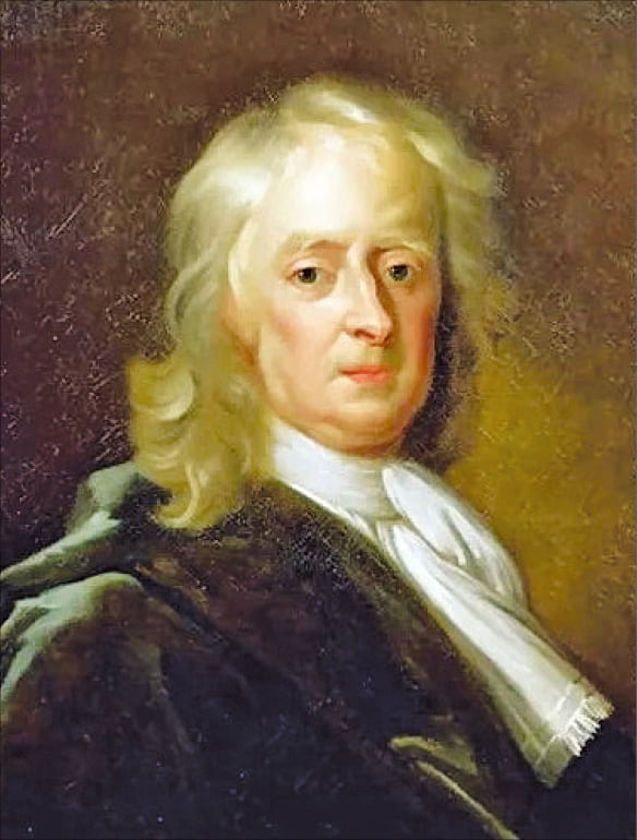 뉴턴은 선구자들의 축적된 통찰 위에서 중력과 역학의 법칙을 정립했다. 죽기 1년 전 83세 때 초상화.