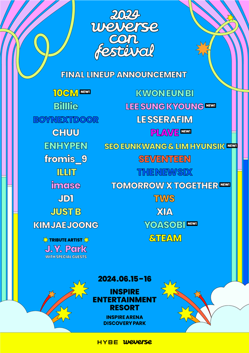 24일 ‘2024 위버스콘 페스티벌’(Weverse Con Festival, 이하 ‘위버스콘 페스티벌’) 최종 라인업이 공개됐다. / 사진 = 하이브