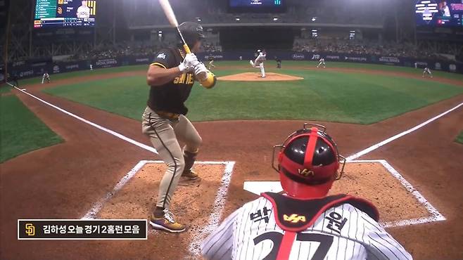 공의 궤적과 타자의 움직임을 주심 시점에서 보여주는 ‘엄파이어(umpire) 캠’. ‘MLB 월드투어 서울 시리즈 2024′에서 국내 최초로 쓰였다. /쿠팡플레이