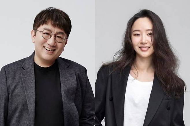 방시혁 하이브 의장(왼쪽)과 민희진 어도어 대표. 하이브, 어도어