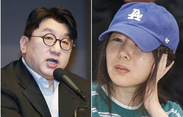 방시혁 하이브 이사회 의장(왼쪽)·민희진 어도어 대표. 뉴시스 뉴스1