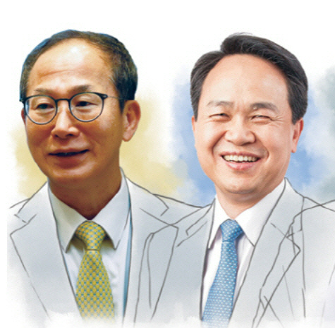 양종희(왼쪽) KB금융 회장과 진옥동 신한금융 회장. 디지털타임스 DB.