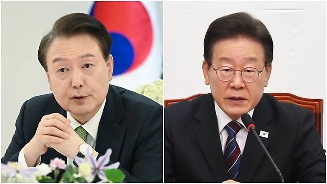 윤석열 대통령(왼쪽)과 더불어민주당 이재명 대표 ⓒ연합뉴스