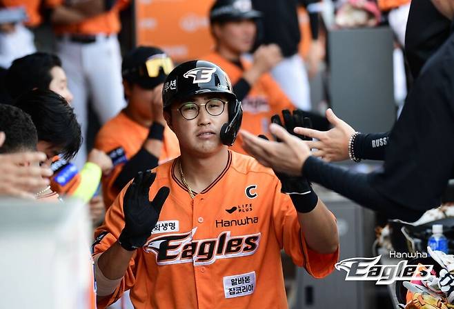 ▲ 한화 이글스 주장 채은성은 1회 3타점 적시 2루타를 날리면서 리그 꼴찌였던 타선에 불을 붙였다. ⓒ 한화 이글스