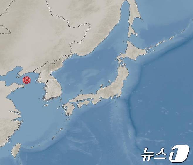 (서울=뉴스1) 김민수 기자 = 28일 낮 12시 43분쯤 중국 랴오닝성 다롄시 동남동쪽 137㎞ 해역에서 규모 4.4의 지진이 발생했다. 2024.04.28/뉴스1(기상청 제공)