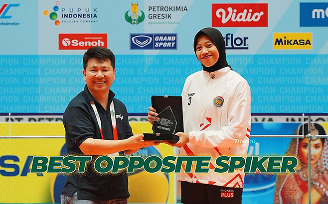 메가와티 항에스트리 페르티위는 인도네시아 국가대표로 참가한 2023년 제4회 AVC 챌린지컵에서 베스트7로 뽑혔다. 사진=아시아배구연맹