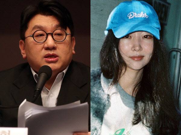 방시혁 하이브 의장(왼쪽)과 민희진 어도어 대표(사진=하이브)