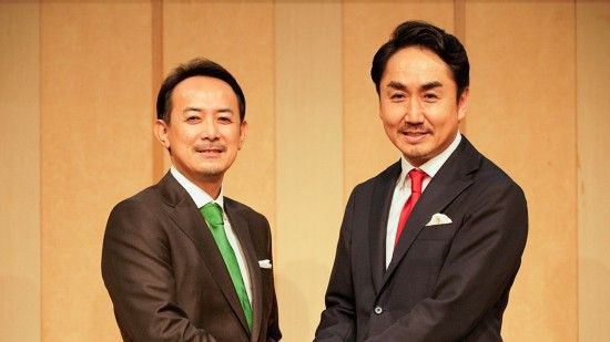 (왼쪽부터) 라인야후 이데자와 타케시와 카와베 켄타 로우 공동대표 (사진=씨넷재팬)