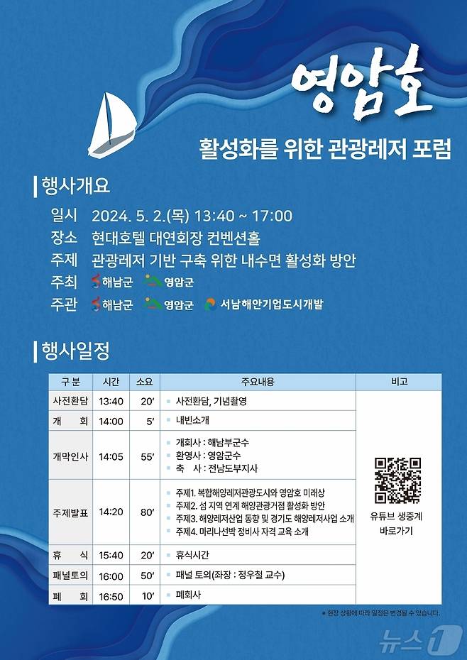 5월 2일 해남군·영암군·㈜서남해안기업도시개발, 복합해양관광레저포럼 개최 (해남군 제공)/뉴스1