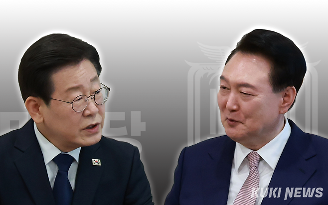 윤석열 대통령(오른쪽)과 이재명 더불어민주당 대표. 그래픽=이승렬 디자이
