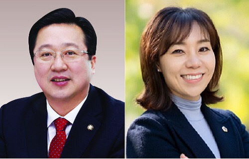 이장우(왼쪽) 대전시장과 김민숙 대전시의원. 대전일보 DB