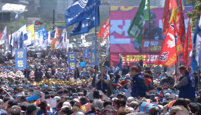 지난 2023년 5월 1일 서울 여의도에서 진행된 한국노동조합총연맹 노동절 집회. / 사진 = MBN