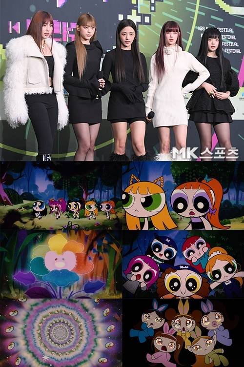 뉴진스(NewJeans)와 무라카미 다카시(Murakami Takashi)가 만나 새로운 작품을 만들어 냈다. 사진=천정환 기자, 어도어