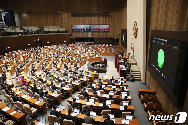 서울 여의도 국회 본회의장에서 열린 제411회국회(임시회) 제4차 본회의. ⓒ News1 임세영 기자