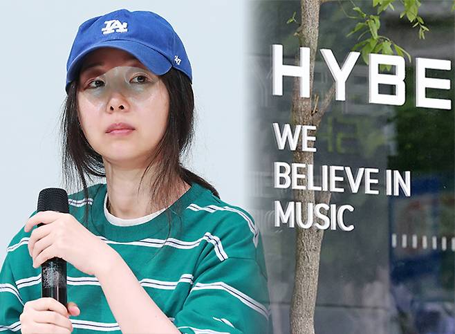 민희진 어도어 대표, 하이브 사옥 전경./사진=머니투데이 DB, 뉴스1