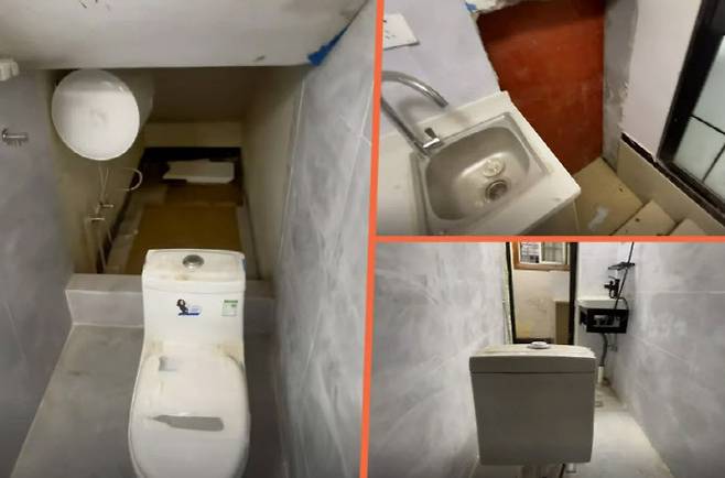 화장실 변기와 침대가 함께 있는 아파트 중국 상하이의 한 아파트(사진=홍콩 사우스차이나모닝포스트 캡처)