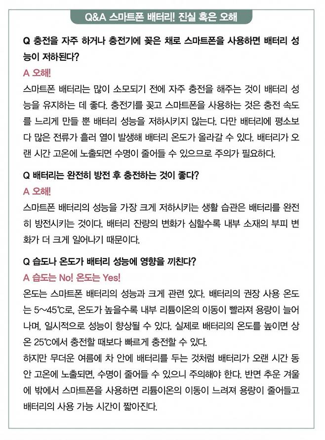 스마트폰 배터리 진실 혹은 오해. 수학동아 제공