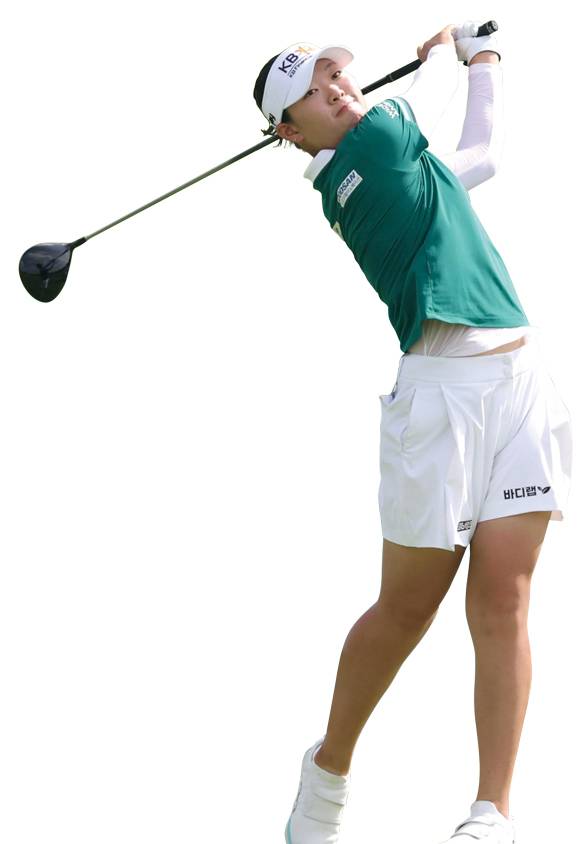 3월7일 하나금융그룹 싱가포르 여자오픈에서 방신실이 티샷을 하고 있다. ⓒ뉴시스