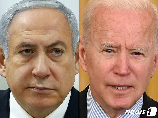 조 바이든 미국 대통령과 베냐민 네타냐후 이스라엘 총리. 2023.11.08/뉴스1 ⓒ AFP=뉴스1 ⓒ News1 김민수 기자