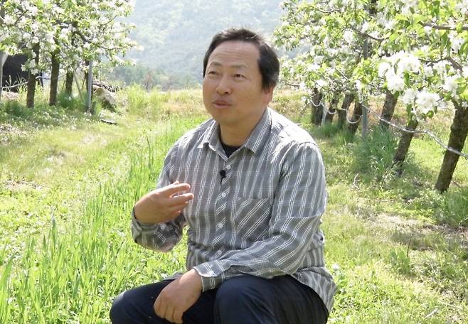 경남 함양에서 사과 농사를 짓고 있는 마용운씨.