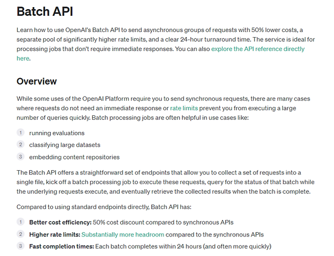 오픈AI는 대규모 데이터 요청을 비동기식으로 처리할 수 있는 ’배치(Batch) API‘를 공개했다.