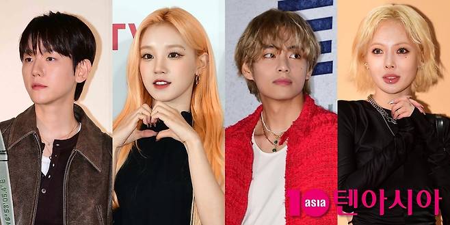 왼쪽부터 백현·우기·뷔·현아 / 사진 = 텐아시아 사진 DB