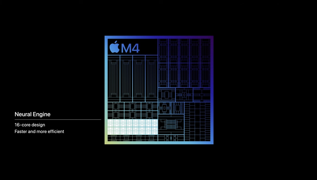 애플이 7일(현지시각) 애플 이벤트를 통해 공개한 최신 칩 'M4'./사진=애플 유튜브 캡처