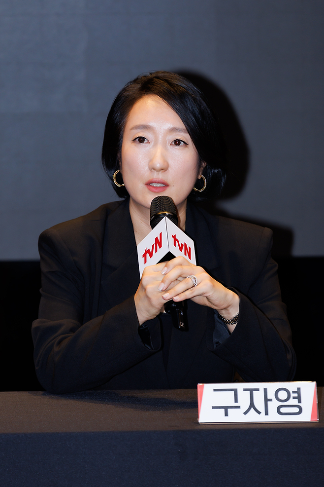 구자영 CJ ENM 미디어사업본부 마케팅담당이 tvN 미디어톡 행사에서 발언하고 있다. tvN