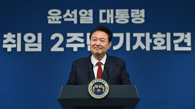 취임 2주년 기자회견을 갖고 있는 윤석열 대통령 (사진, 대통령실)