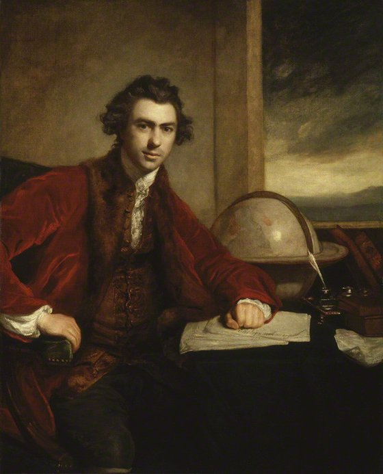 조지프 뱅크스(1743-1820, 후에 왕립학회 회장을 41년간 지냄) 초상. 제1차 쿡 항해에서 중요한 역할을 맡았다.